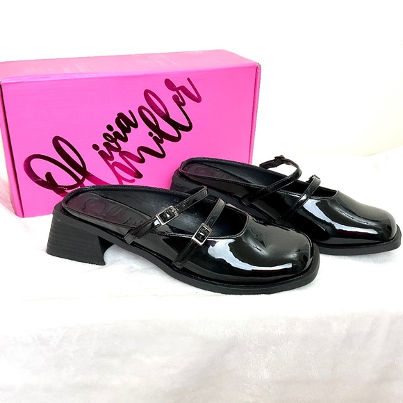 Olivia Miller Shoes - OLIVIA MILLER AQUARIUS BLACK PATENT LEATHER SQUARE TOE MARY JANE SLIP ON SZ 10